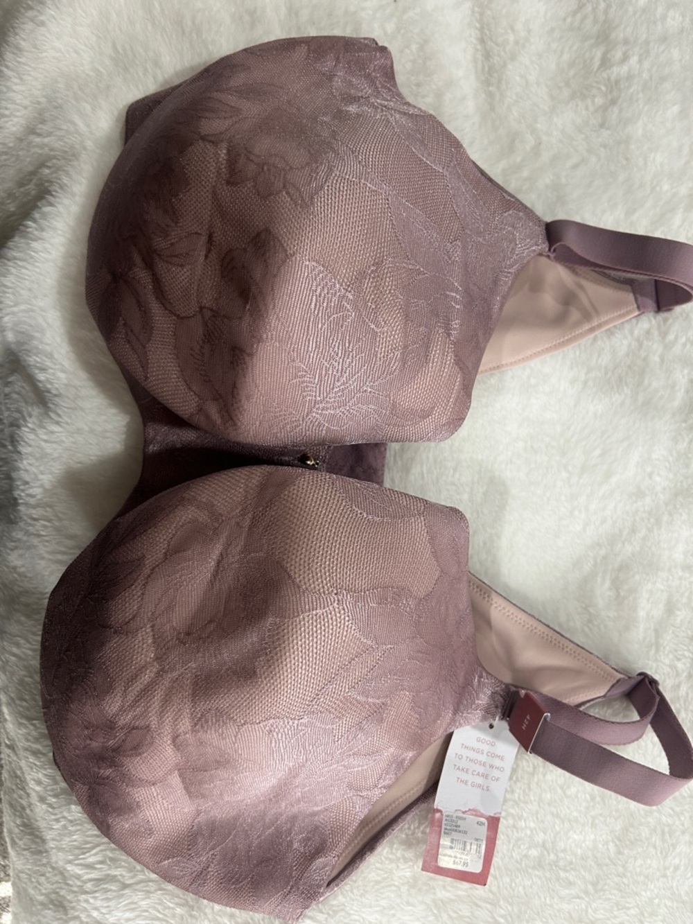 Cacique Mauve Floral Lace T-Shirt Bra